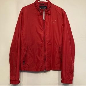 AJ ARMANI JEANS RED MENS WIND BREAKER/JACKET SIZE MEDIUM